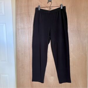 Eileen Fisher Organic Cotton High Waist Black Elastic Knit Light Pull On Pants S